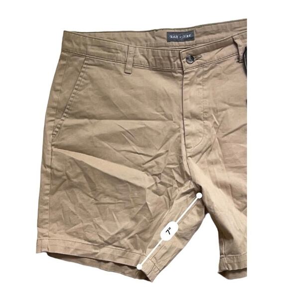 Slate & Stone NWT Men’s Khaki Chino 7'' Shorts Size 36 Twill Pockets Flat Front - Picture 3 of 6
